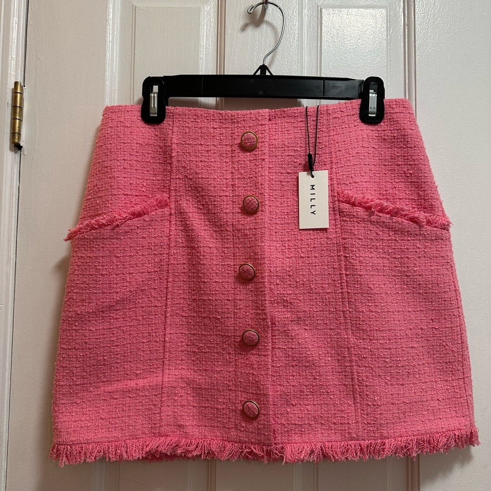 Milly Pink Button-Front Skirt NWT